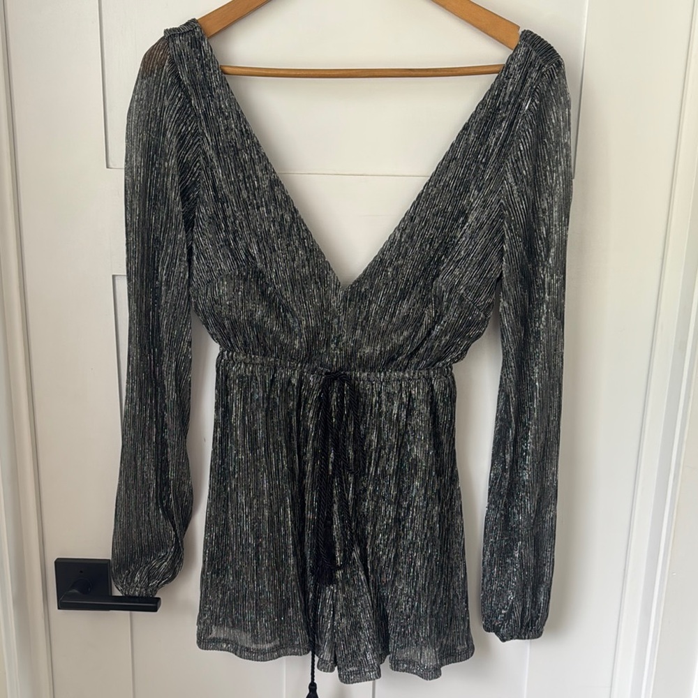 Elegant Black and Silver Women's Romper